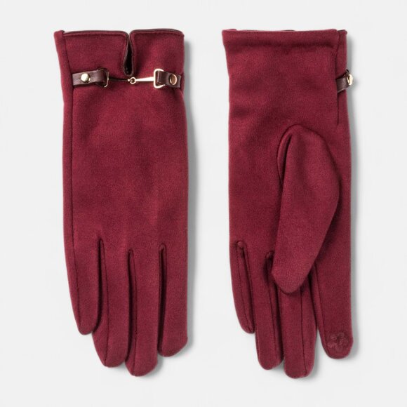 Nine West Gloves with Horsebit Metallic Buckle, burgundy - Picture 14 of 15